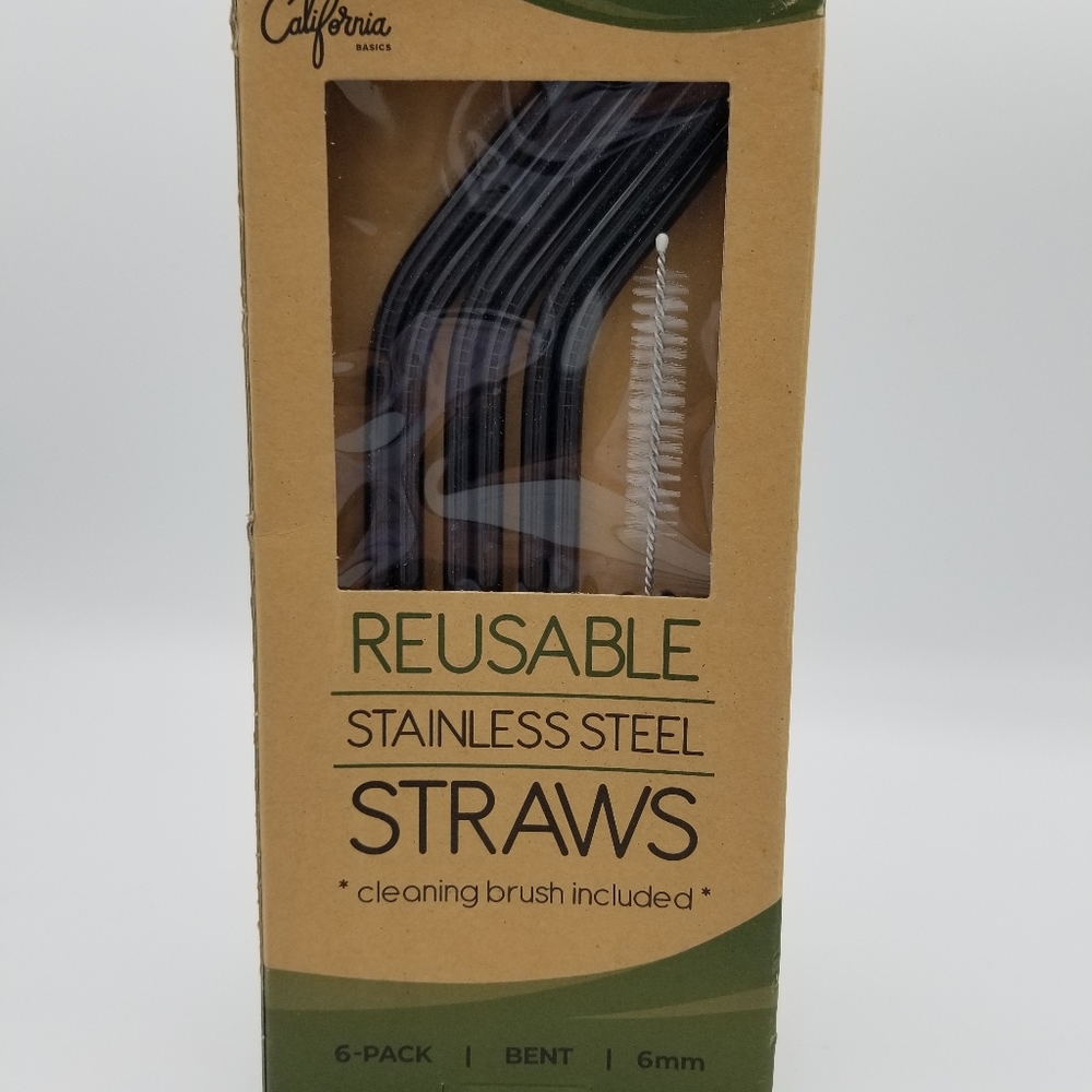 Black Reusable Straws 6 pack